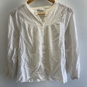Madewell White Embroidered Dot Button Front Blouse Shirt Top XS